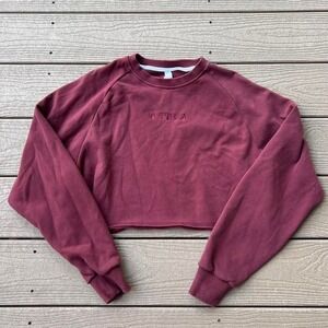P'tula Burgundy Cropped Sweatshirt Crewneck Pullover Size Medium Active Lounge